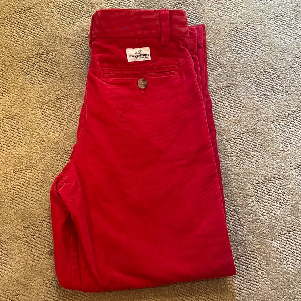 Vineyard Vines red corduroy boys pants, Size 8